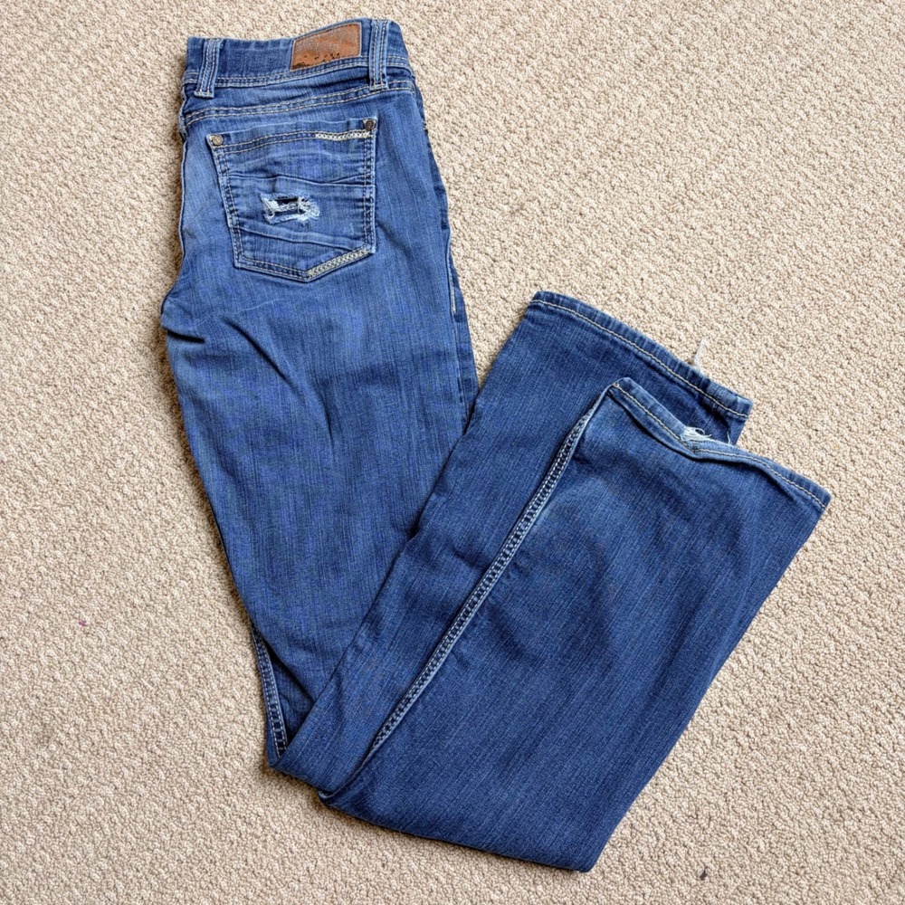 BKE Stella Bootcut Jeans 32x35 XL Medium Wash Distressed Tall